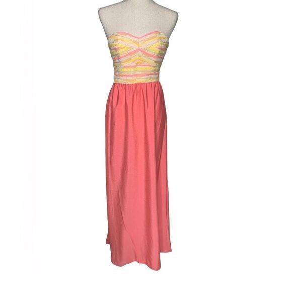 Anthropologie Hutch Coral Strapless Maxi Dress| Size 4 - Picture 1 of 11